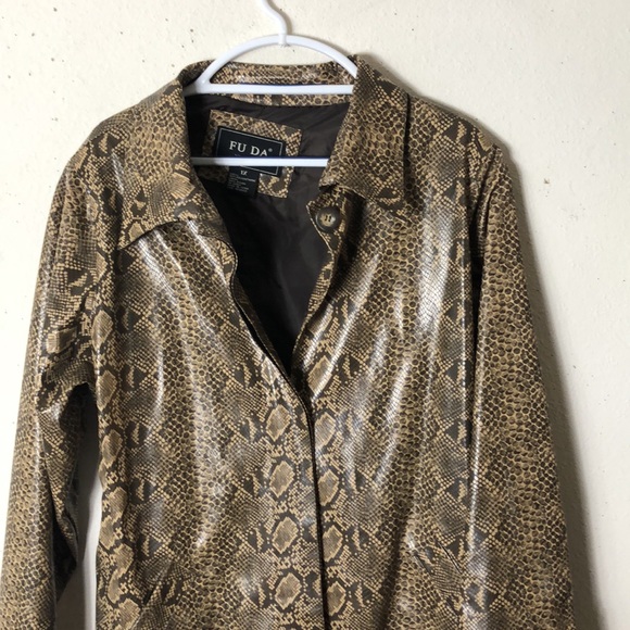 Fu Da New York snake 90s Skinprint & Texture Plus Size Belted Trench Coa… - Picture 2 of 10